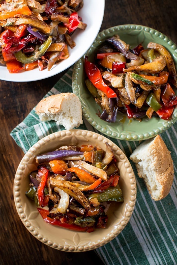Italian pepper, potato, and eggplant dish makes a simple and delicious vegetarian recipe | nonnasway.com