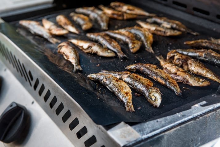 grilling sardines on the bbq