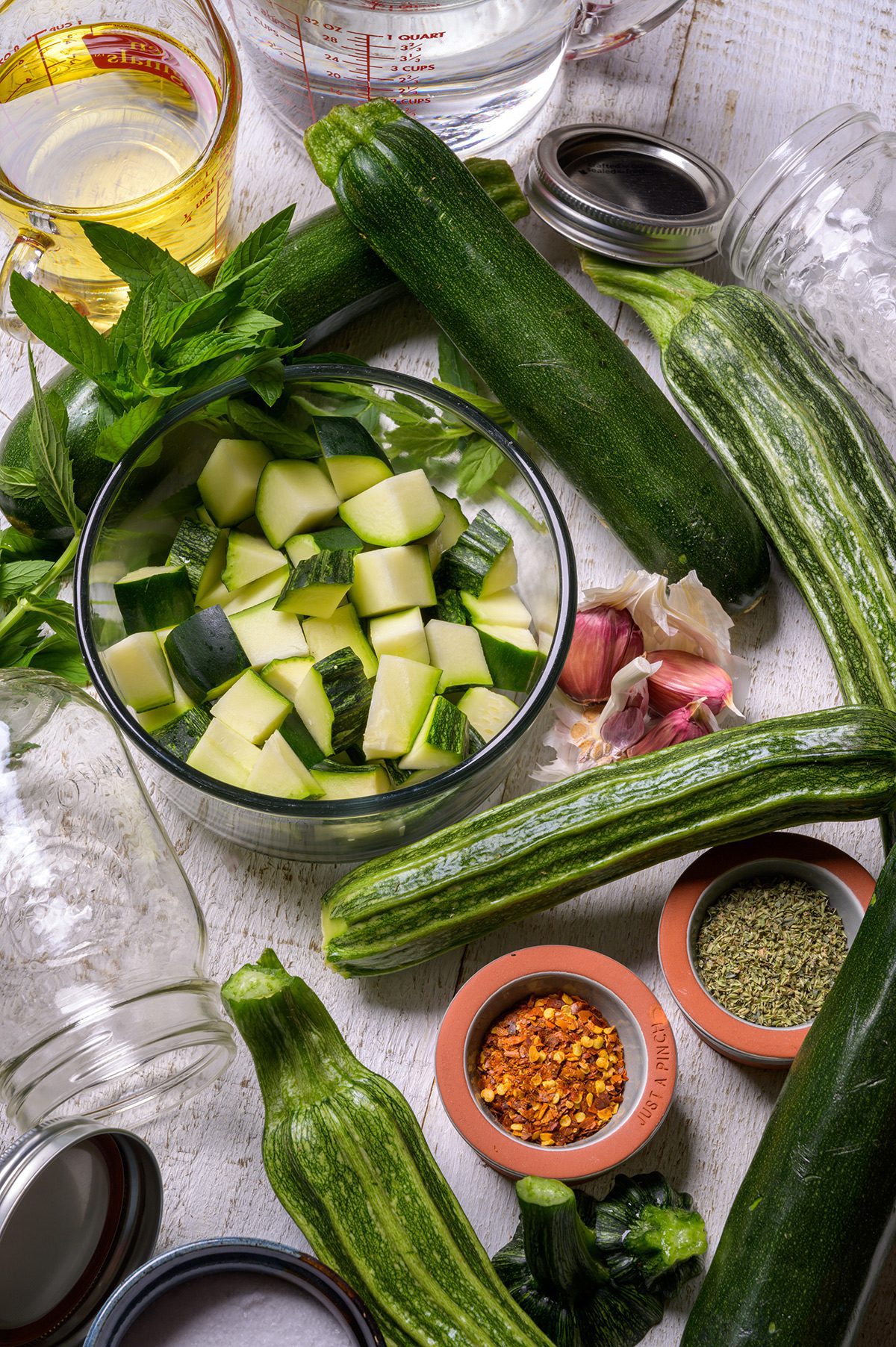 prepped zucchini for pickling