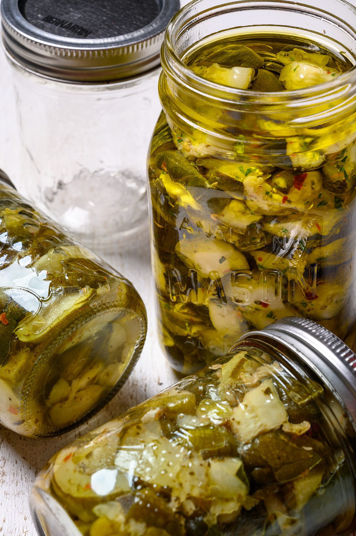 jars of pickled zucchini